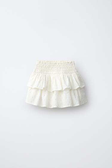 Zara SHINY RUFFLE SKIRT - Ecru - Image 0