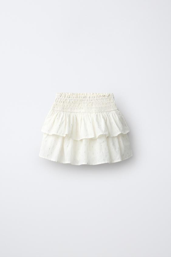 JUPE À VOLANTS BRILLANTS - Écru de Zara - Image 0