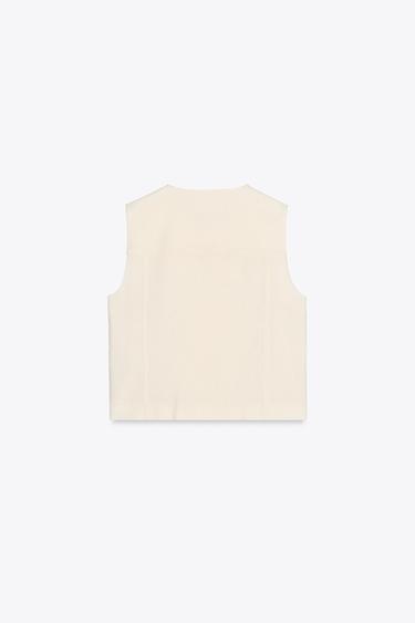 DOUBLE-BREASTED LINEN BLEND WAISTCOAT - Ecru by Zara - Image 8