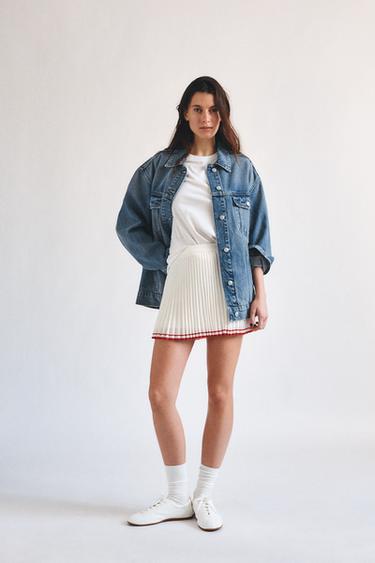 MINI JUPE PLISSÉE - Blanc cassé de Zara