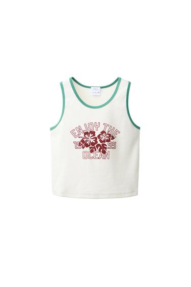 TOP ESTAMPADO VARSITY - Crudo de Zara
