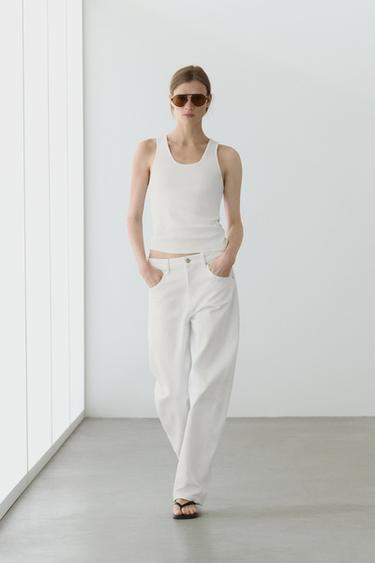 Zara Scoop neck strappy top - White