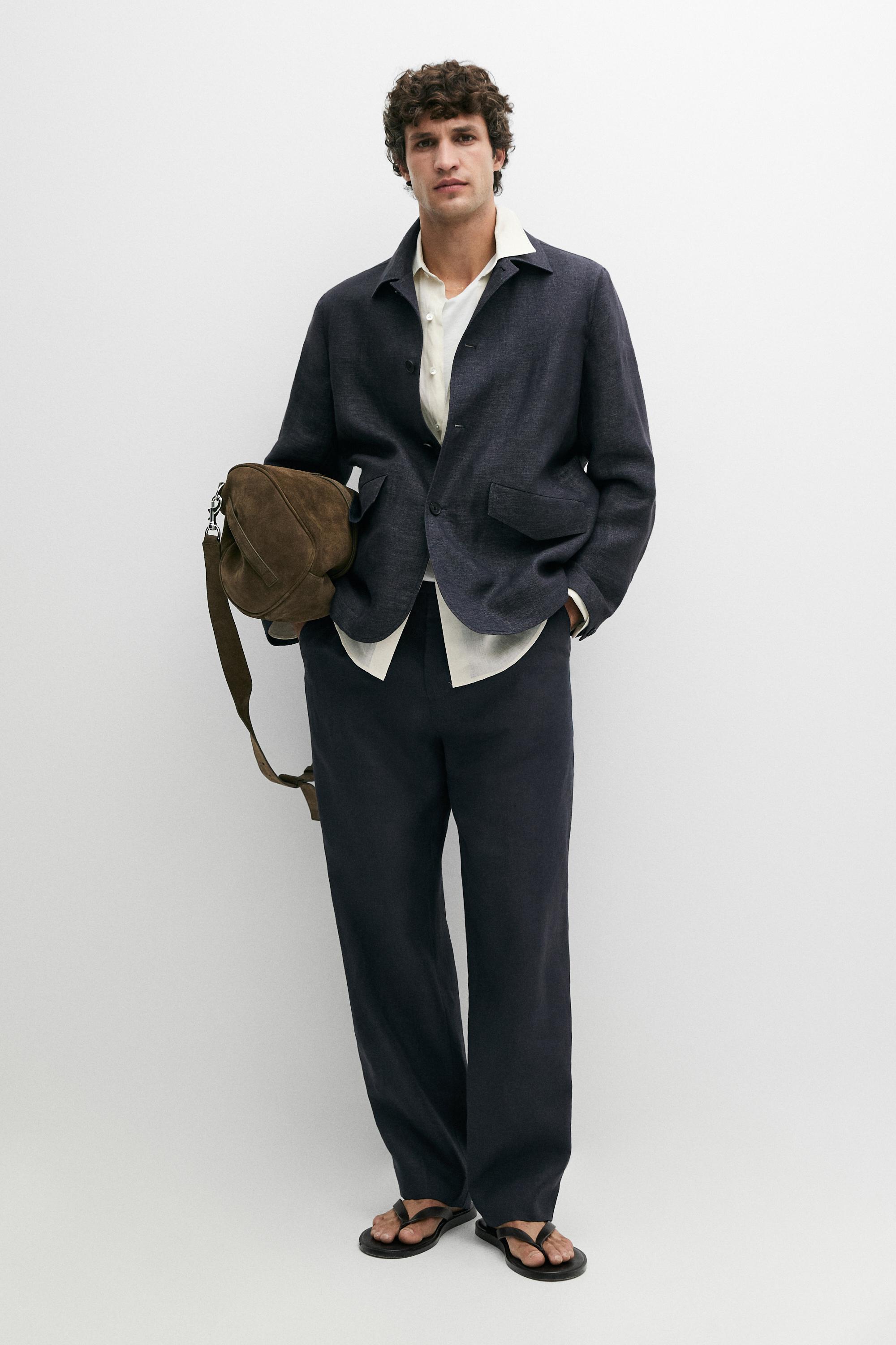 100% linen total look melange overshirt
