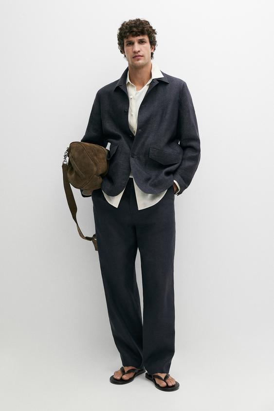 100% linen total look melange overshirt from Zara - $320