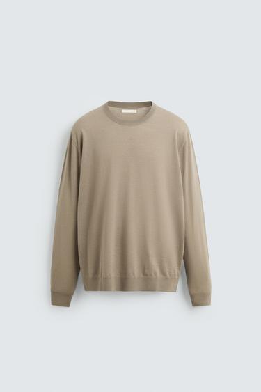 LIGHTWEIGHT 100% WOOL SWEATER - Beige by Zara