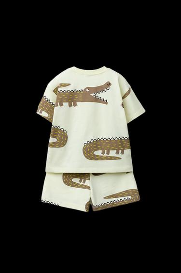CONJUNTO CAMISETA Y BERMUDA ESTAMPADO COCODRILOS - Amarillo de Zara