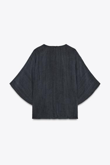 ZW COLLECTION SHORT SLEEVE TOP - Grey marl by Zara - Image 6