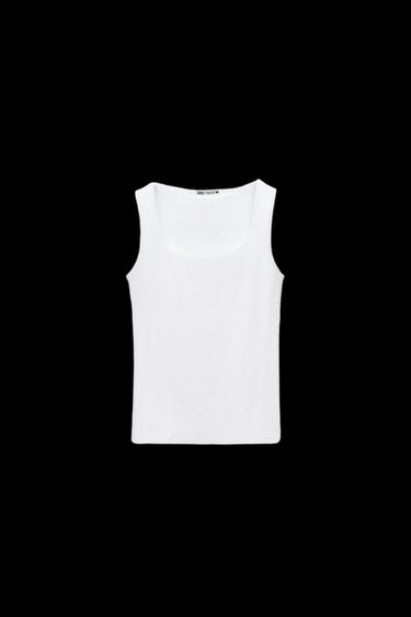 Zara WIDE STRAP POLYAMIDE T-SHIRT - White - Image 0