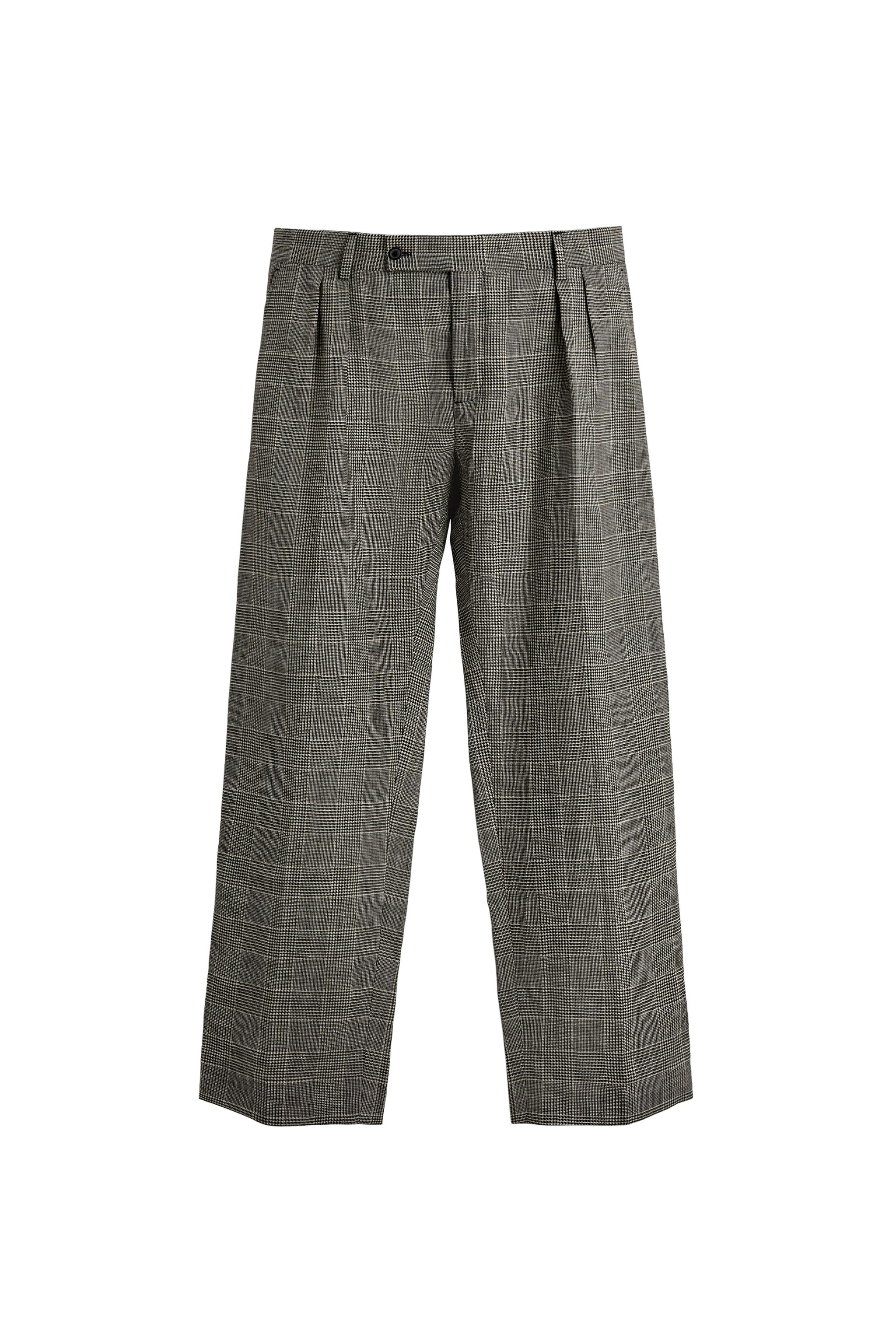 WOOL-LINEN CHECK SUIT PANTS AARON LEVINE X ZARA