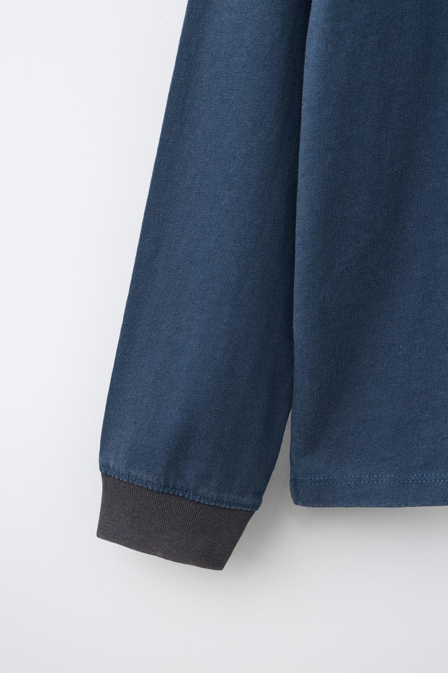 Детская футболка Zara Contrast Detail, цвет: Синий / Серый — фото 4