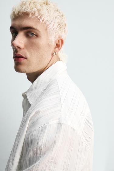 STRIPED FLOWING SHIRT - White by Zara - Image 5