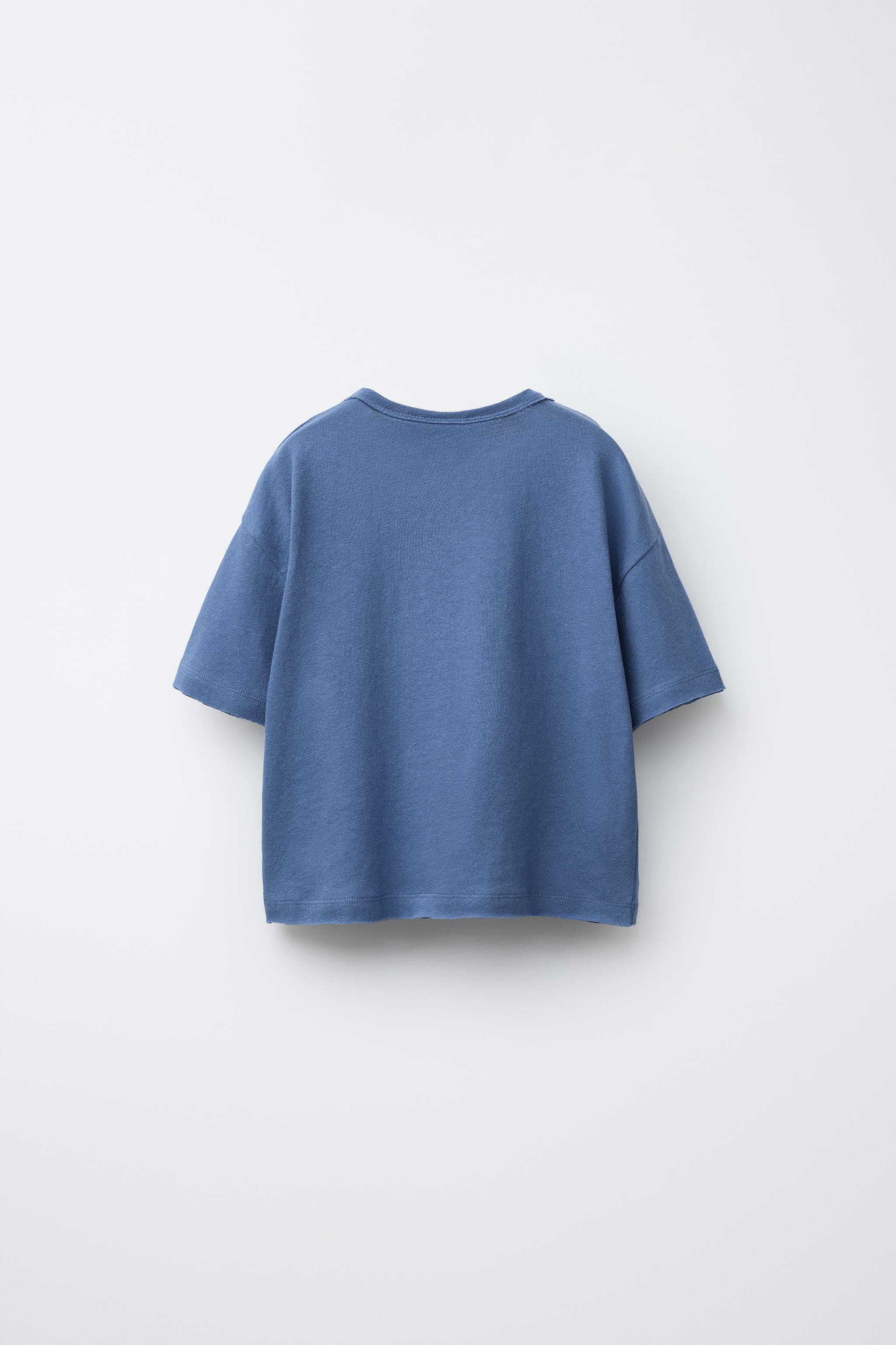 WASHED EFFECT T-SHIRT WITH COTTON AND LINEN - Light beige