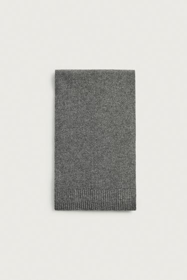 100% WOOL KNIT SCARF — Gray 1
