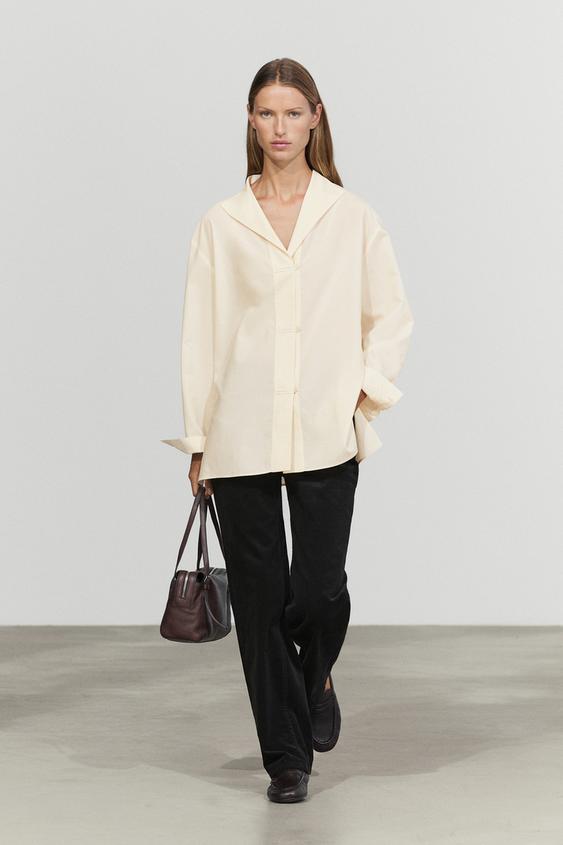 Camisa fluida detalle botones - Crudo de Zara - Imagen 0