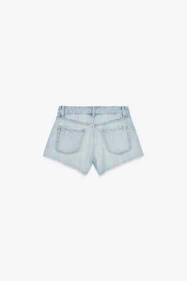TRF MINI MID-WAIST DENIM SHORTS - Light blue by Zara - Image 5
