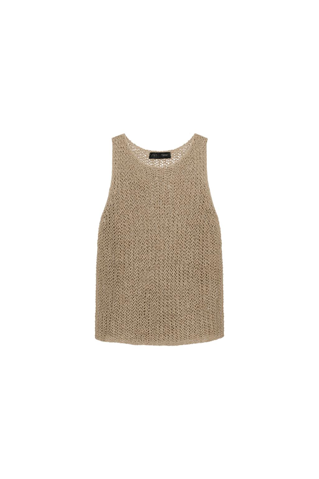100% LINEN OPEN-KNIT TOP - image 3