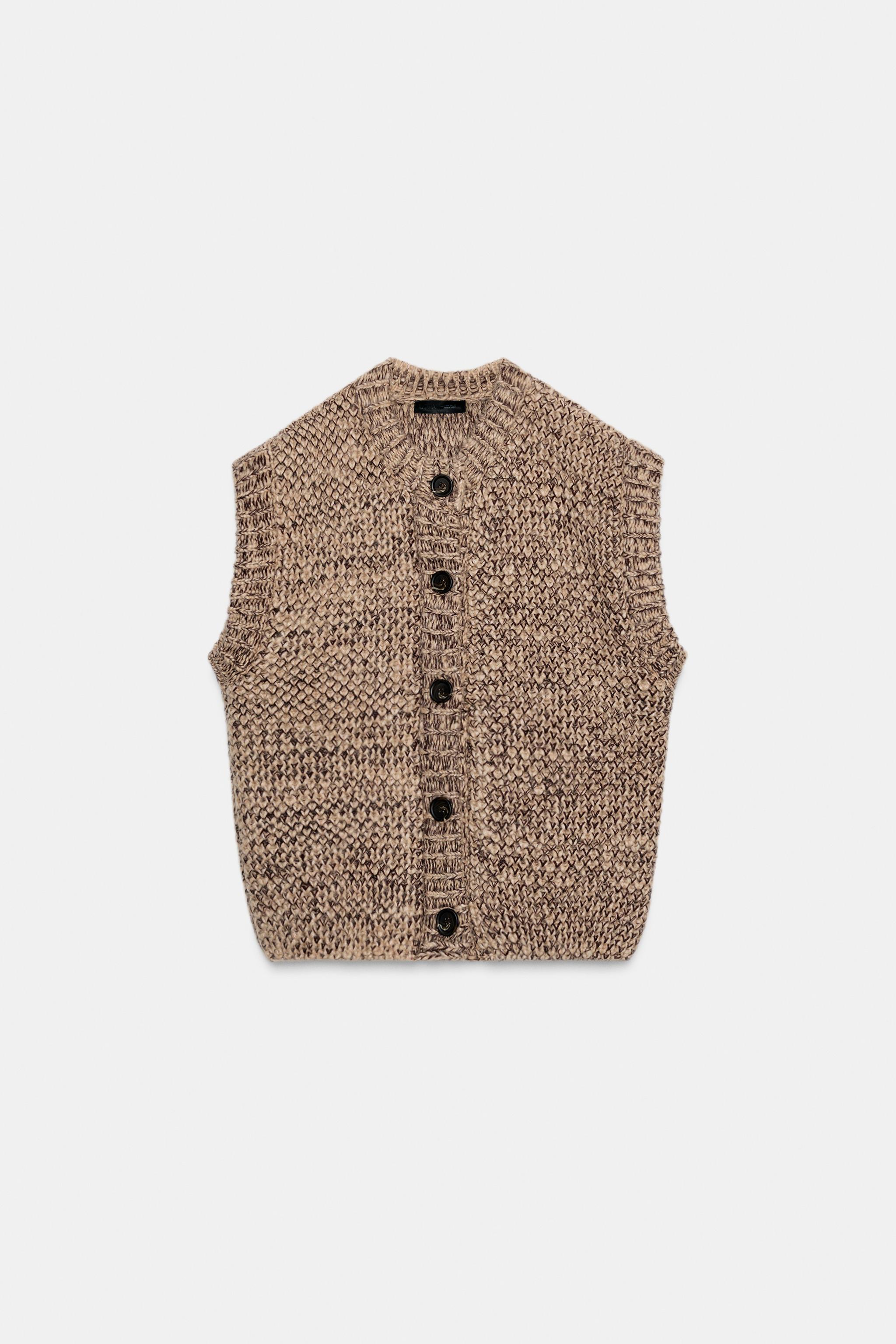 THICK KNIT VEST - Beige-brown | ZARA South Africa
