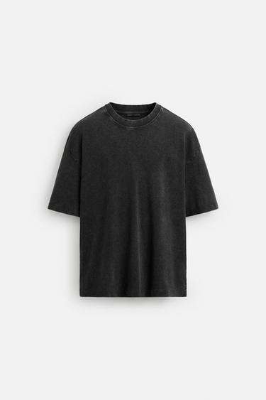 CAMISETA TÉCNICA LAVADA - Gris escuro de Zara