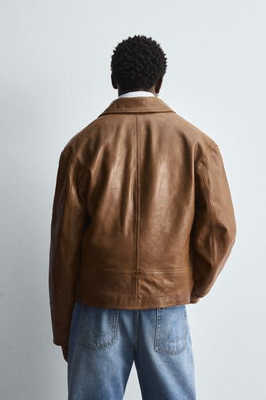 BLOUSON EN CUIR ÉDITION LIMITÉE - Marron de Zara - Image 2