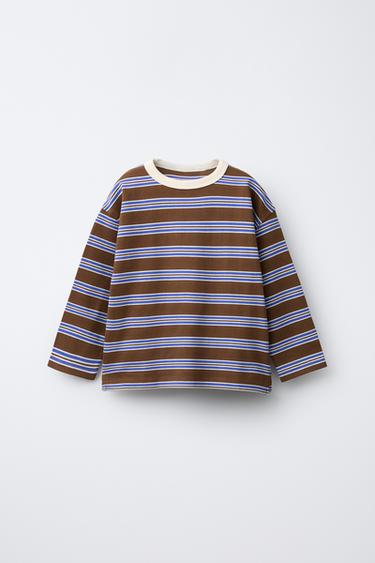 STRIPED HEAVYWEIGHT T-SHIRT - Brown by Zara