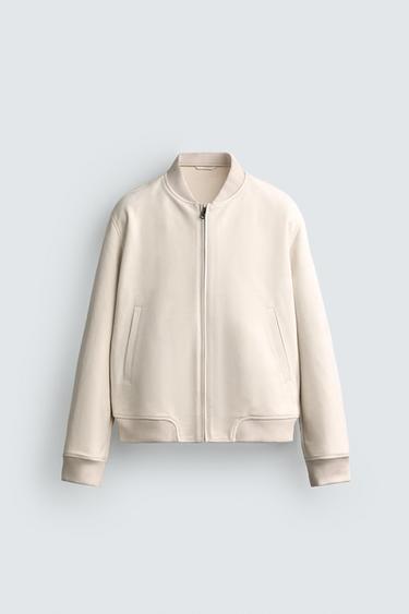 CAZADORA BOMBER EFECTO ANTE - Blanco roto de Zara