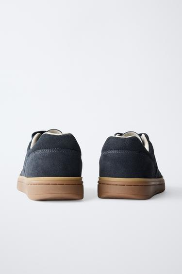 TENNIS HABILLÉES EN CUIR - Bleu marine de Zara - Image 3