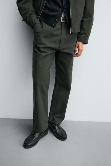 TEXTURED CANVAS TROUSERS - Dark khaki by Zara - Image 5