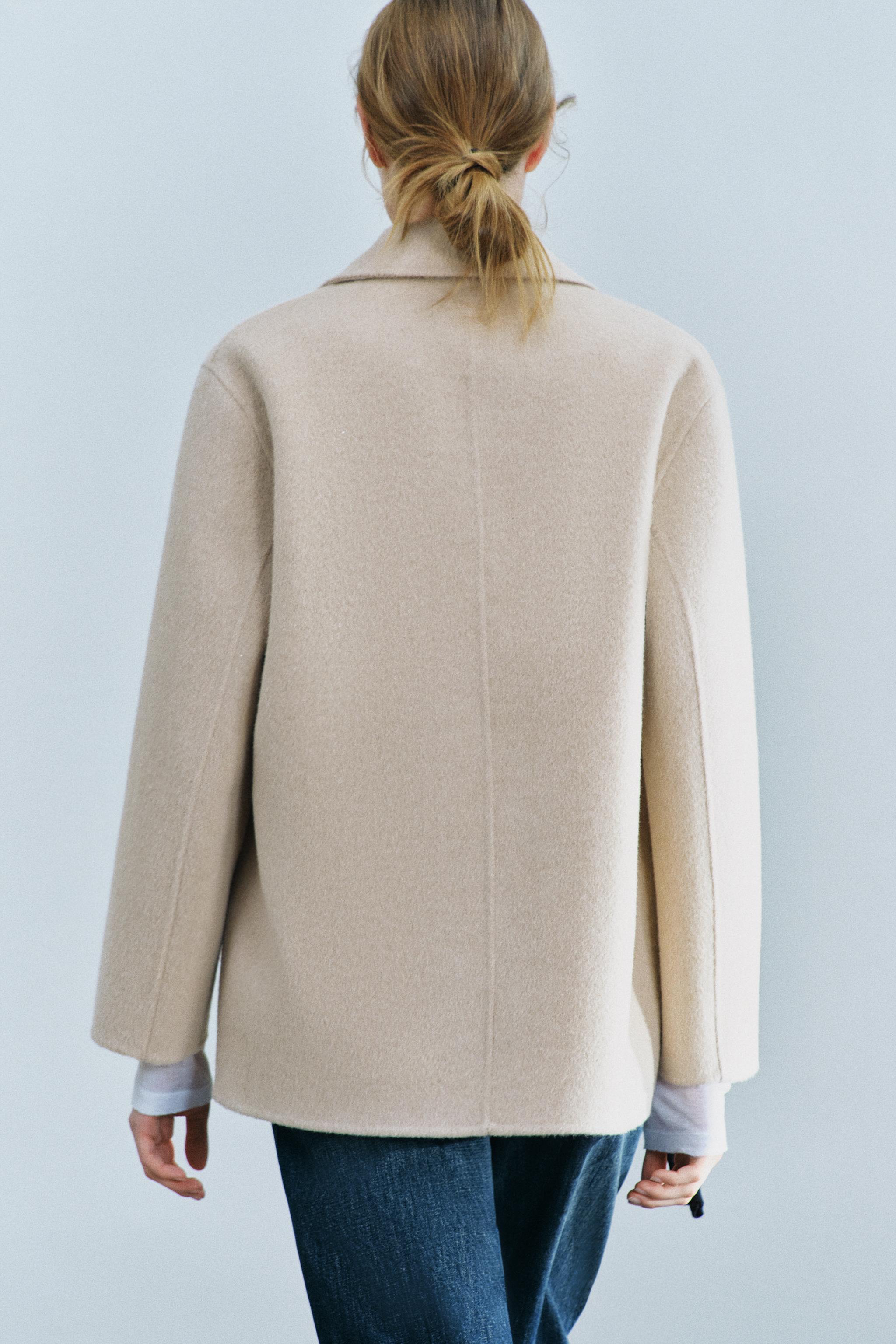 ZW COLLECTION ウール混ショートコート - ベージュ | ZARA Japan / 日本