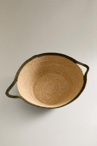 LARGE BASKET WITH HANDLES - Green by Zara - Image 1