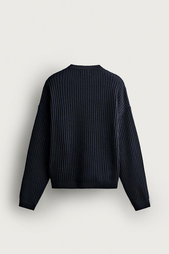 PULL COUPE BOXY STRUCTURÉ - Bleu marine de Zara - Image 8