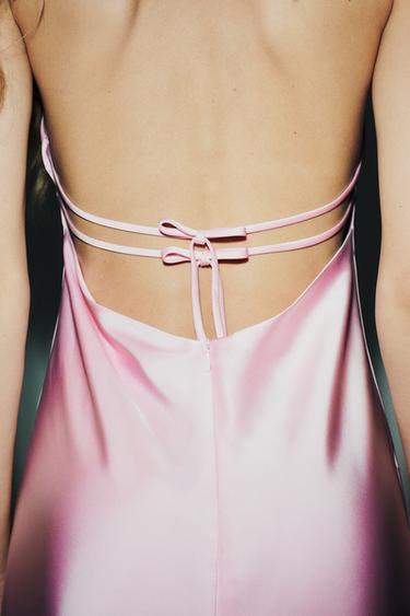 Zara SATIN MIDI DRESS - Pink / Mauve
