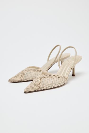 CHAUSSURES À TALONS OUVERTES À L'ARRIÈRE TRESSÉES - Blanc écru de Zara - Image 3