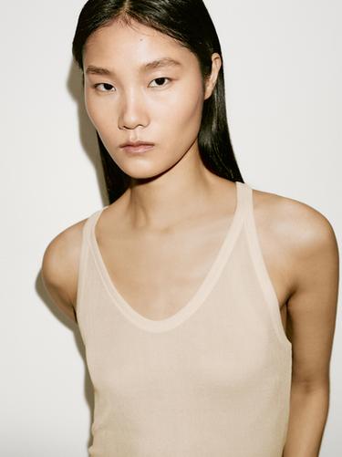 Zara 100% mulberry silk strappy top - Limited Edition - Beige