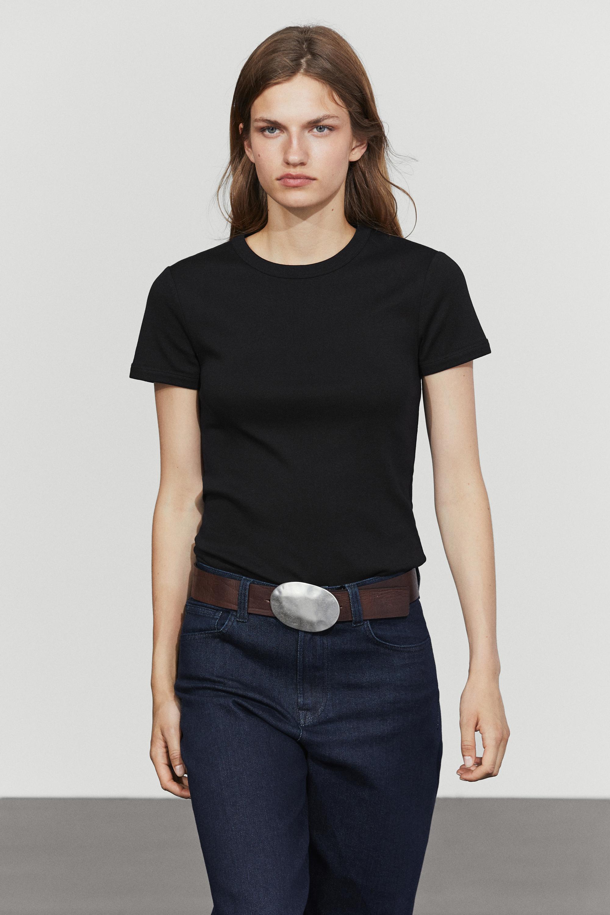Ribbed short sleeve T-shirt