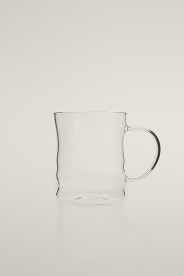 BOROSILICATE GLASS MUG WITH RAISED DESIGN - Transparent by Zara