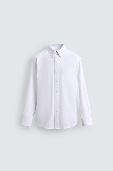 REGULAR FIT BUTTON-DOWN SHIRT - White by Zara