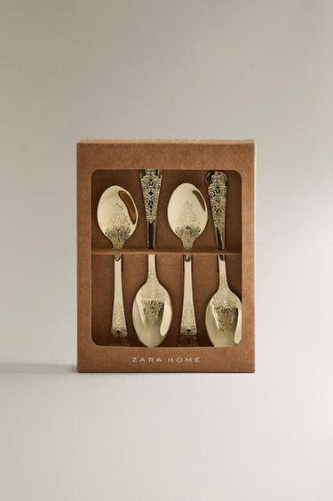 SET OF ENGRAVED DESSERT SPOONS (SET OF 4) - Cava by Zara - Image 4
