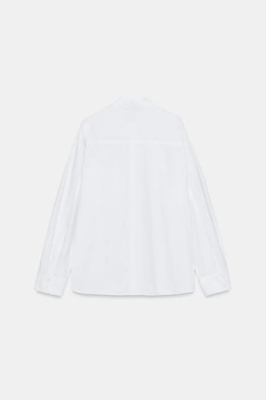 POPLIN SHIRT WITH POCKET - White by Zara - Image 6