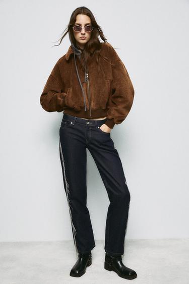 CAZADORA EFECTO ANTE - Tostado oscuro de Zara