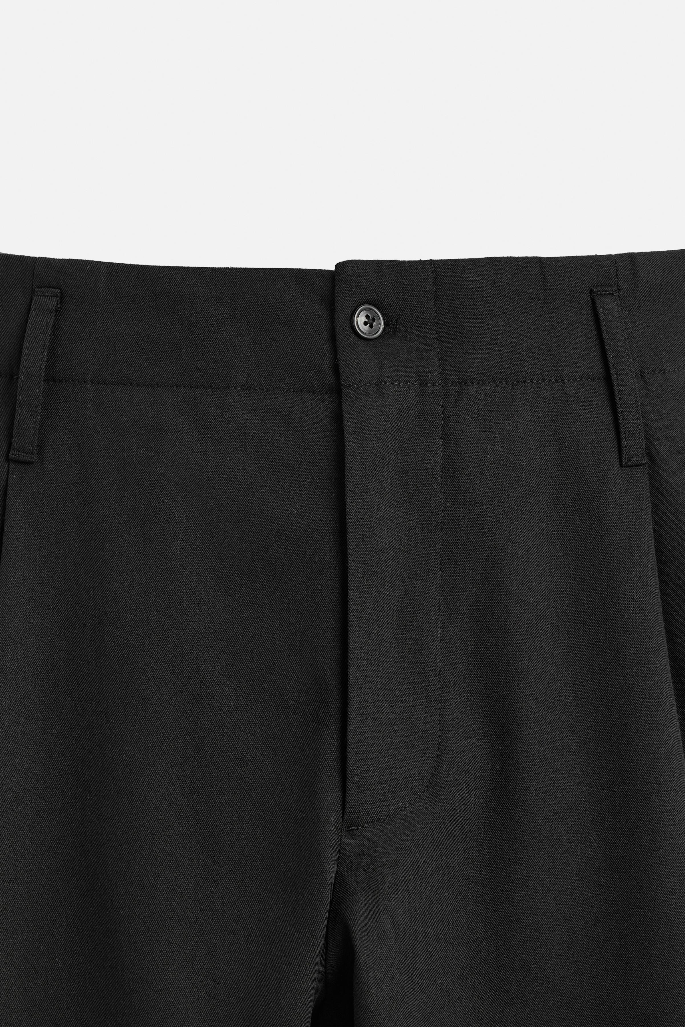 ワイドレッグコットン/ビスコースパンツ - ブラック | ZARA