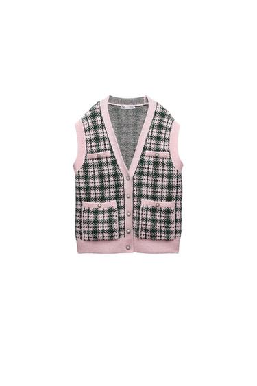 CHECK KNIT VEST