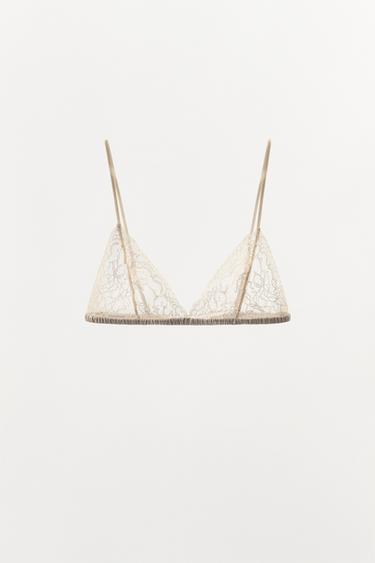 BRALET SEGITIGA KOMBINASI RENDA - Ecru / Beige dari Zara