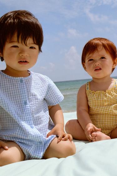 GINGHAM CHECK ROMPER - Blue by Zara