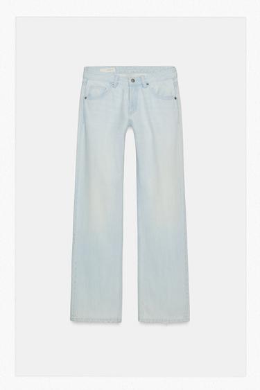 Zara TRF WIDE LEG LOW RISE JEANS - Light blue