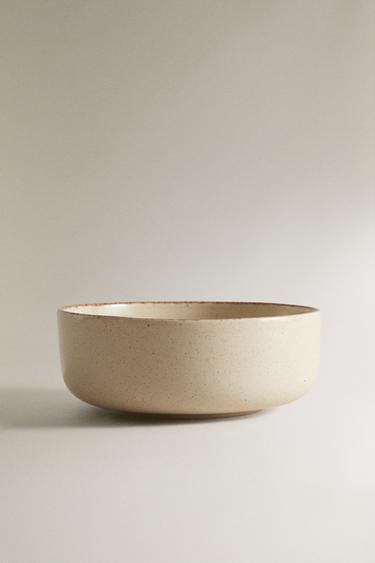 STONEWARE BOWL WITH ANTIQUE FINISH RIM - Light ecru by Zara - Image 0