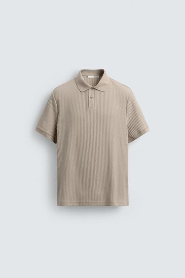 Zara 羅紋標準版POLO衫 - 焦糖色