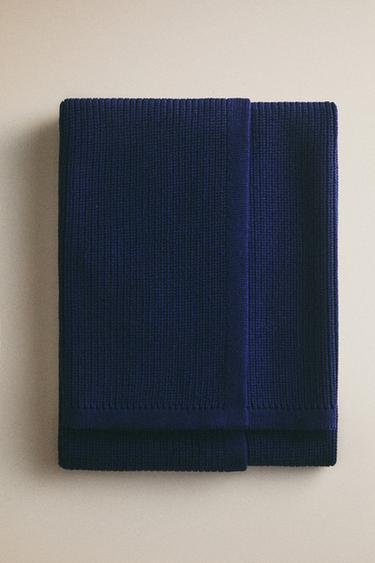 WAFFLE-KNIT COTTON BABY BLANKET - Blue by Zara