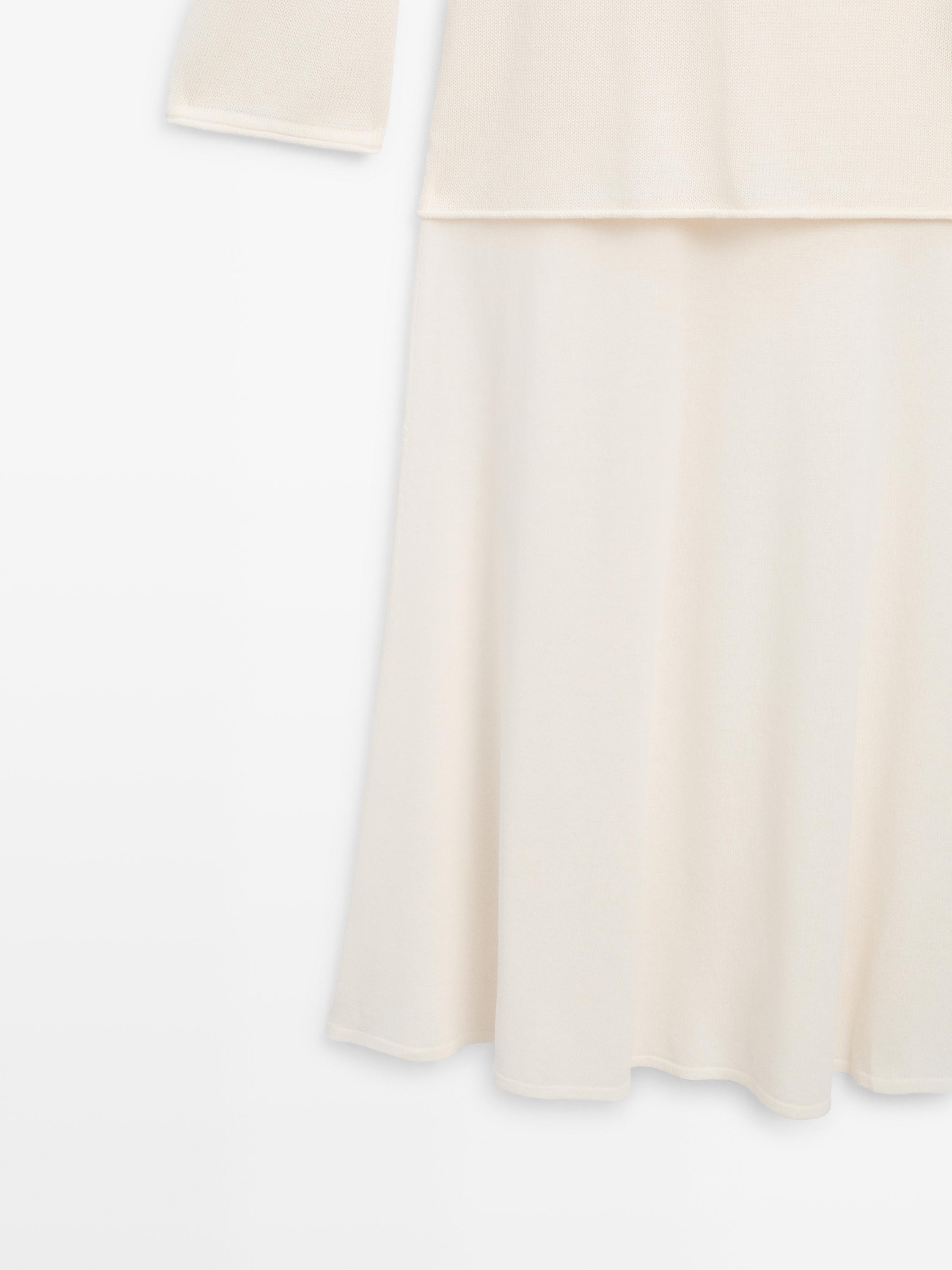 Double-layer knit dress with long sleeves