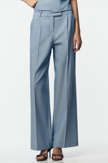 STRAIGHT-LEG TROUSERS WITH DARTS - Blue by Zara