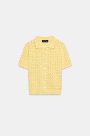 CHAQUETA POLO PUNTO MANGA CORTA - Amarillo de Zara